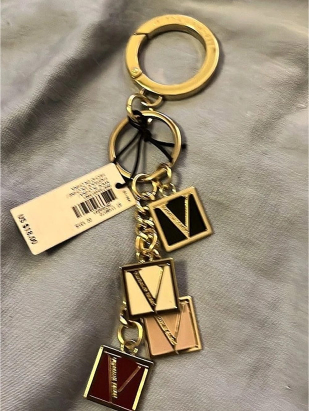 Victoria's Secret Monogram Dice Keychain Charm Gold & Black